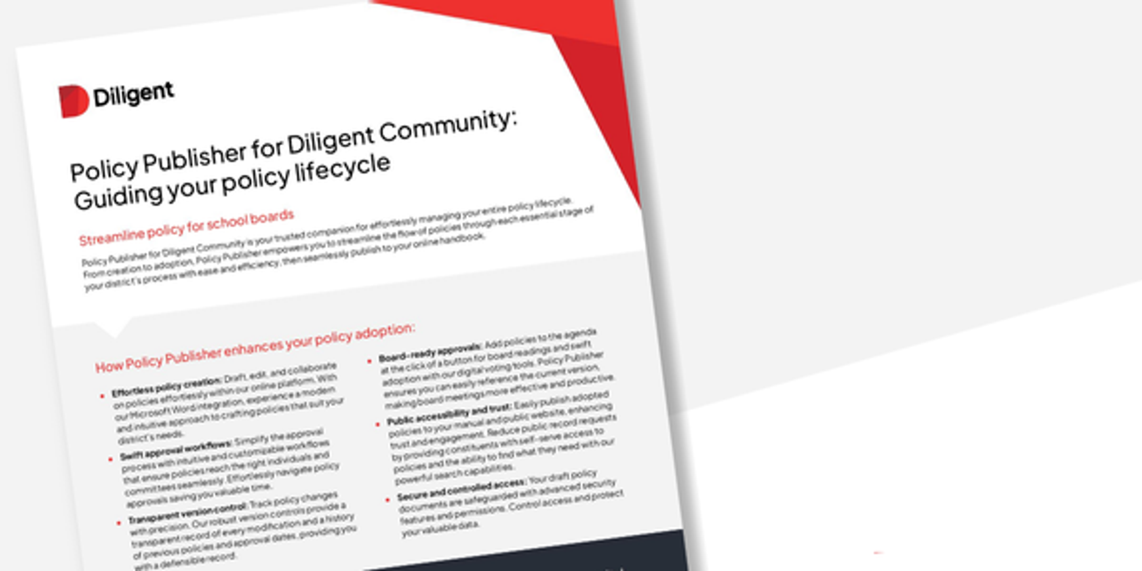 diligent community policy publisher guide