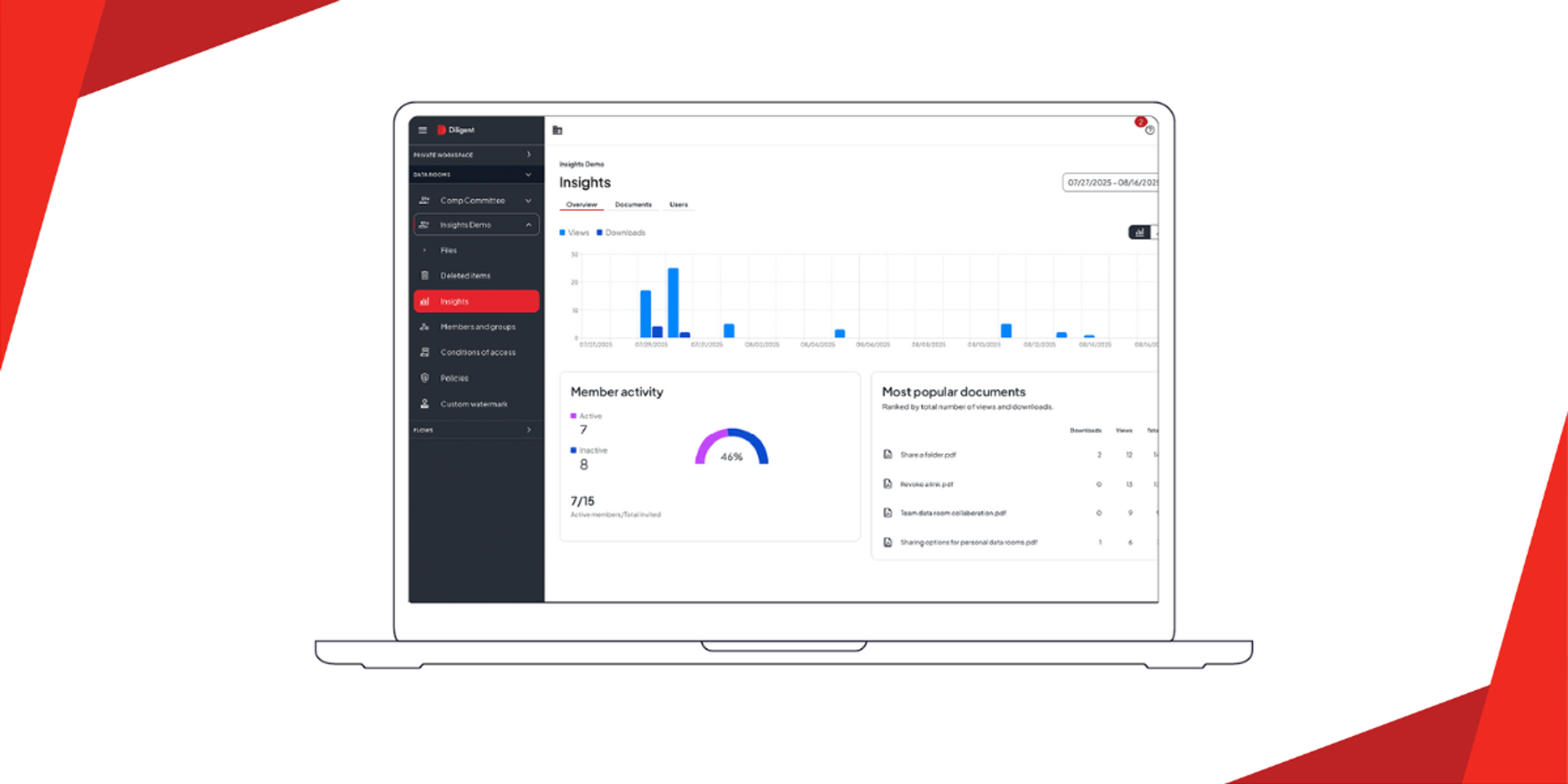 Diligent Data Room in laptop