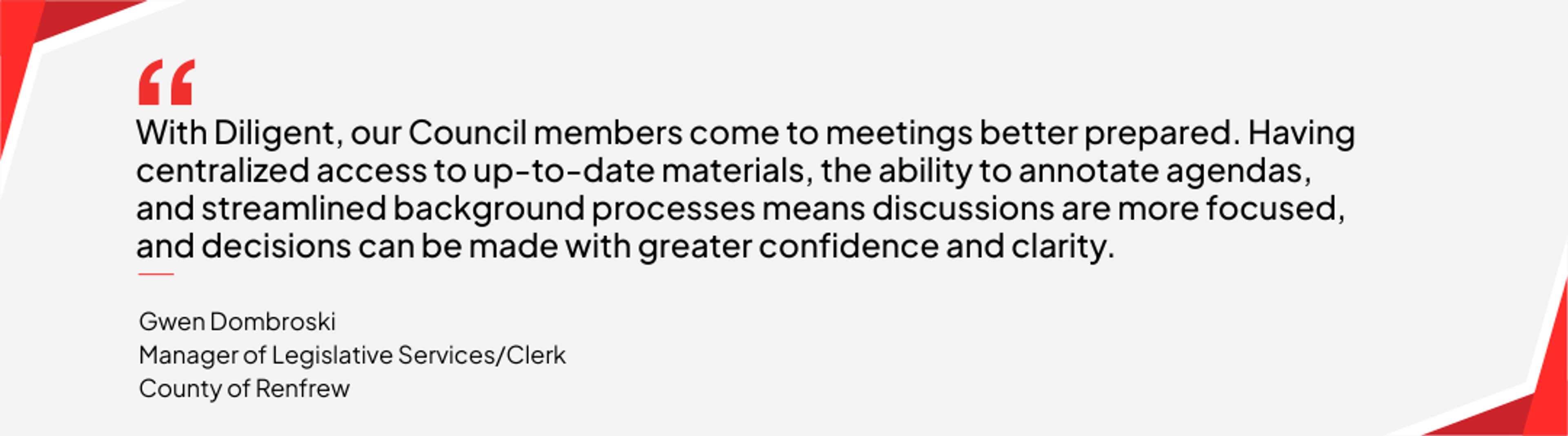 Gwen Dombroski quote about Diligent Community and local government