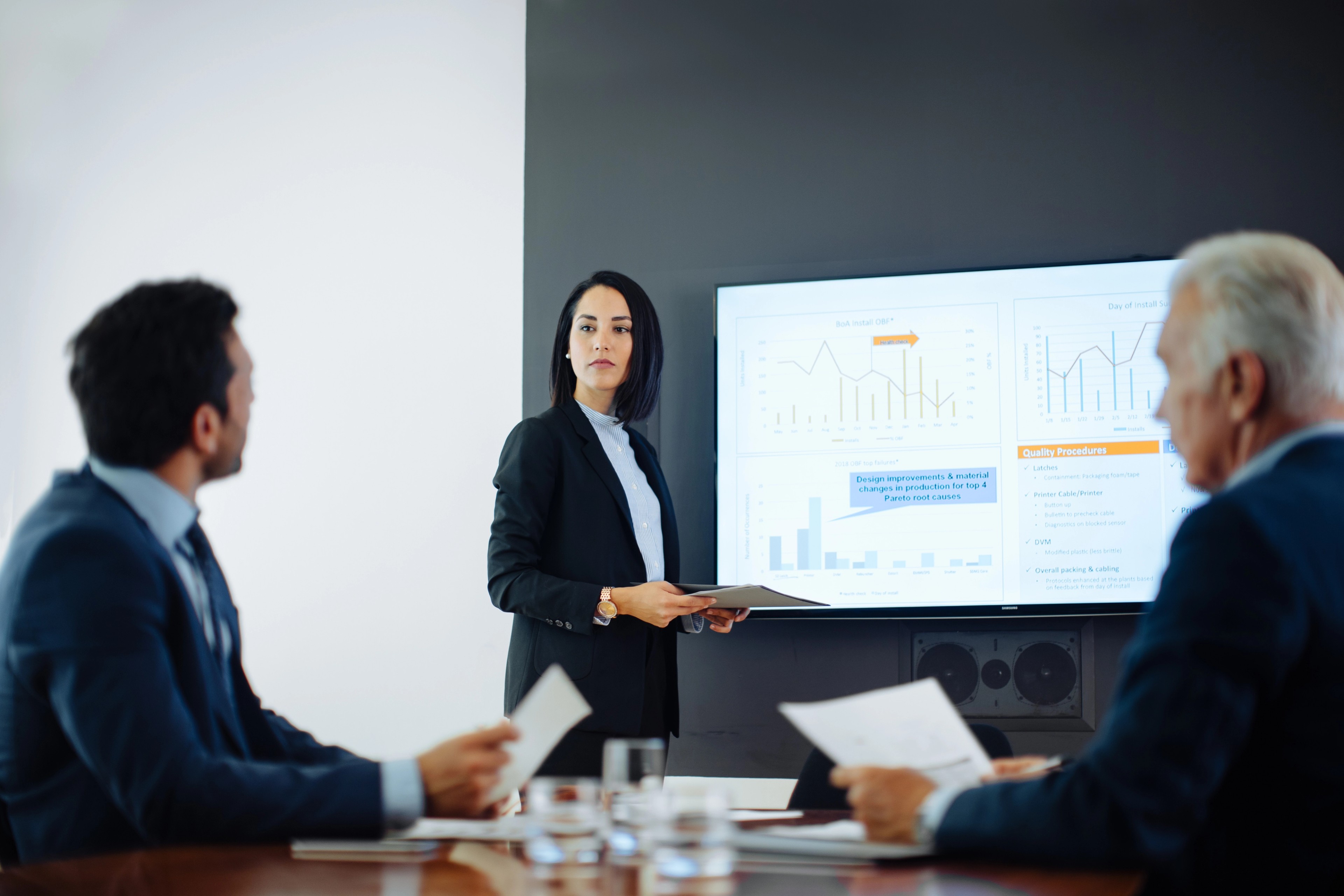 Female CISO presenting in the boardroom
