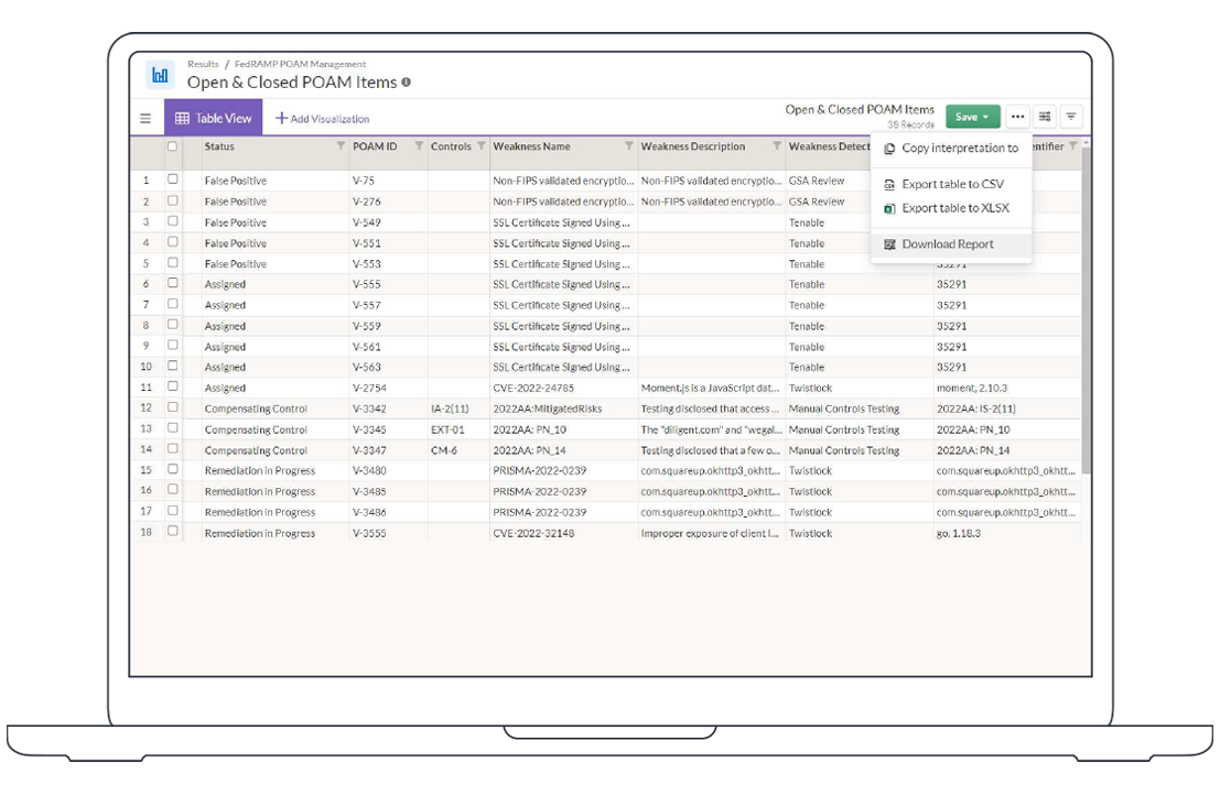 Diligent IT Compliance reporting export screenshot