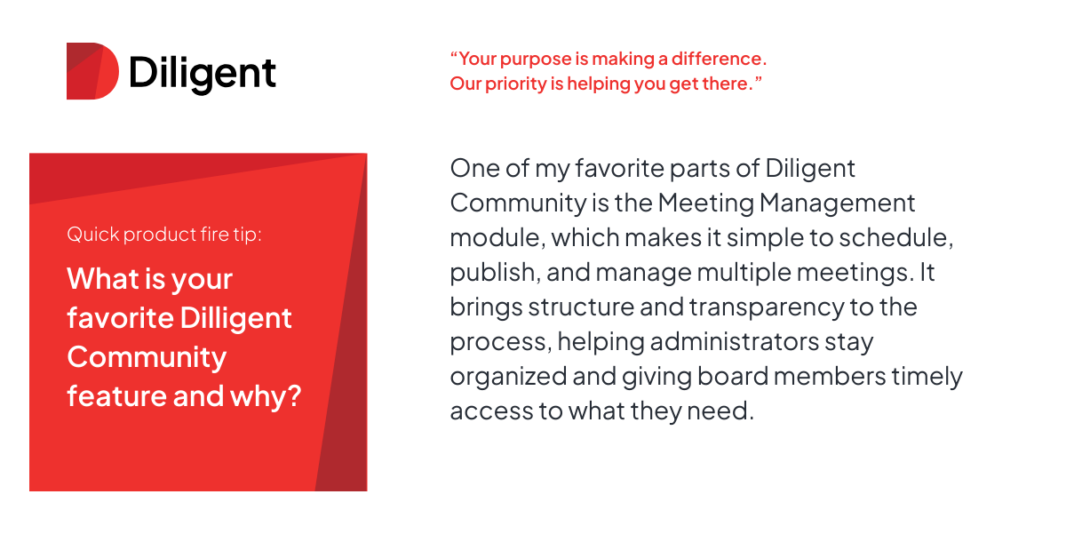 Diligent Community Product Tip