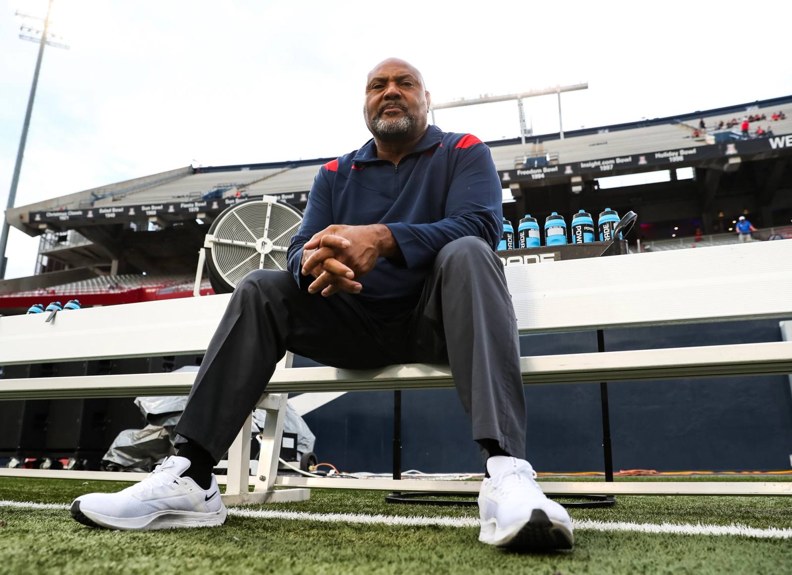 Ricky Hunley on the bench at Arizona Stadium