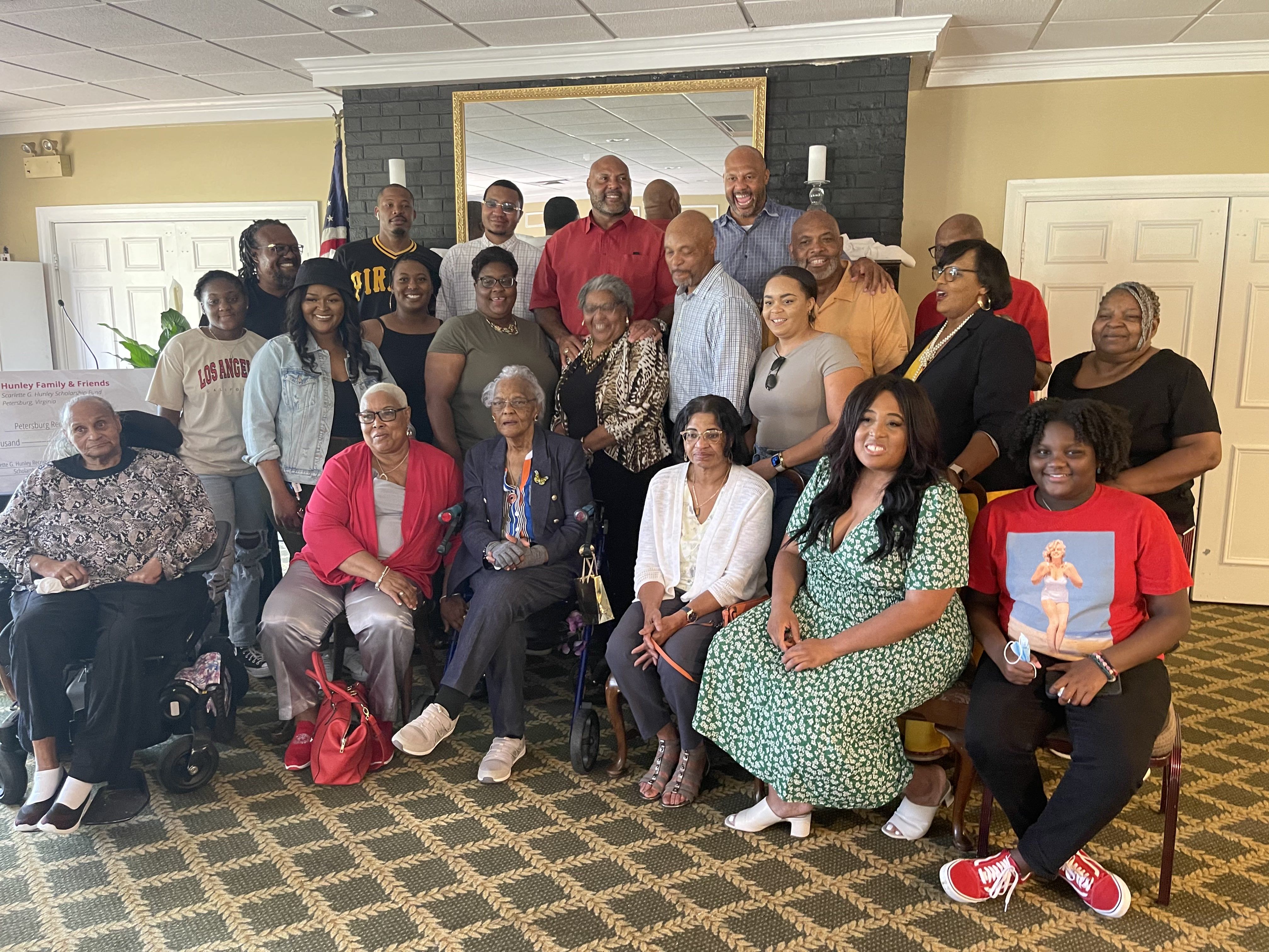 The Hunley family gathered in Petersburg, Virginia for a Scarlette G. Hunley Scholarship Fund presentation