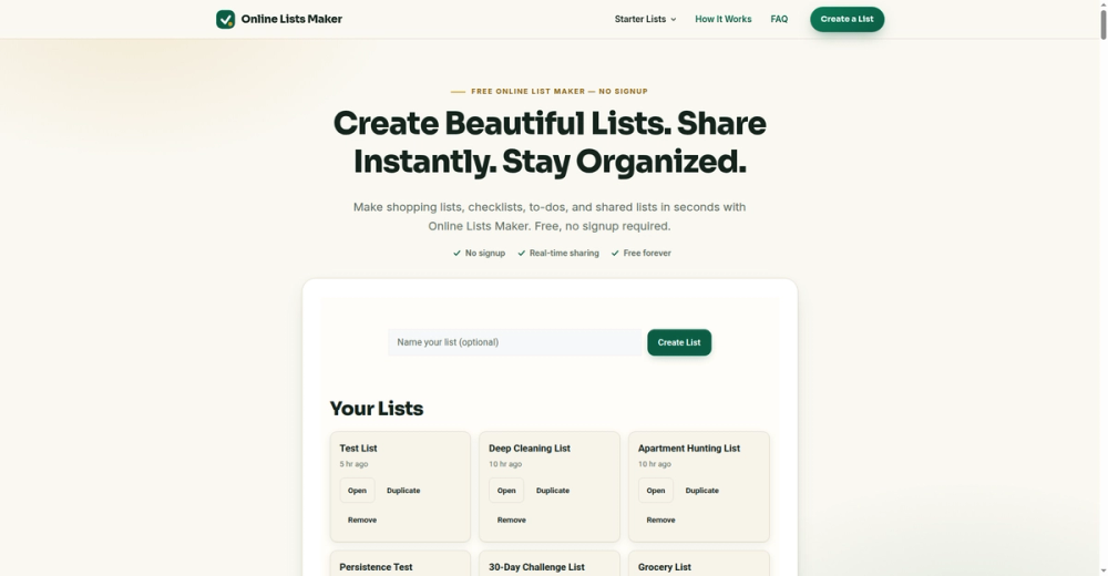 image of Online Lists Maker
