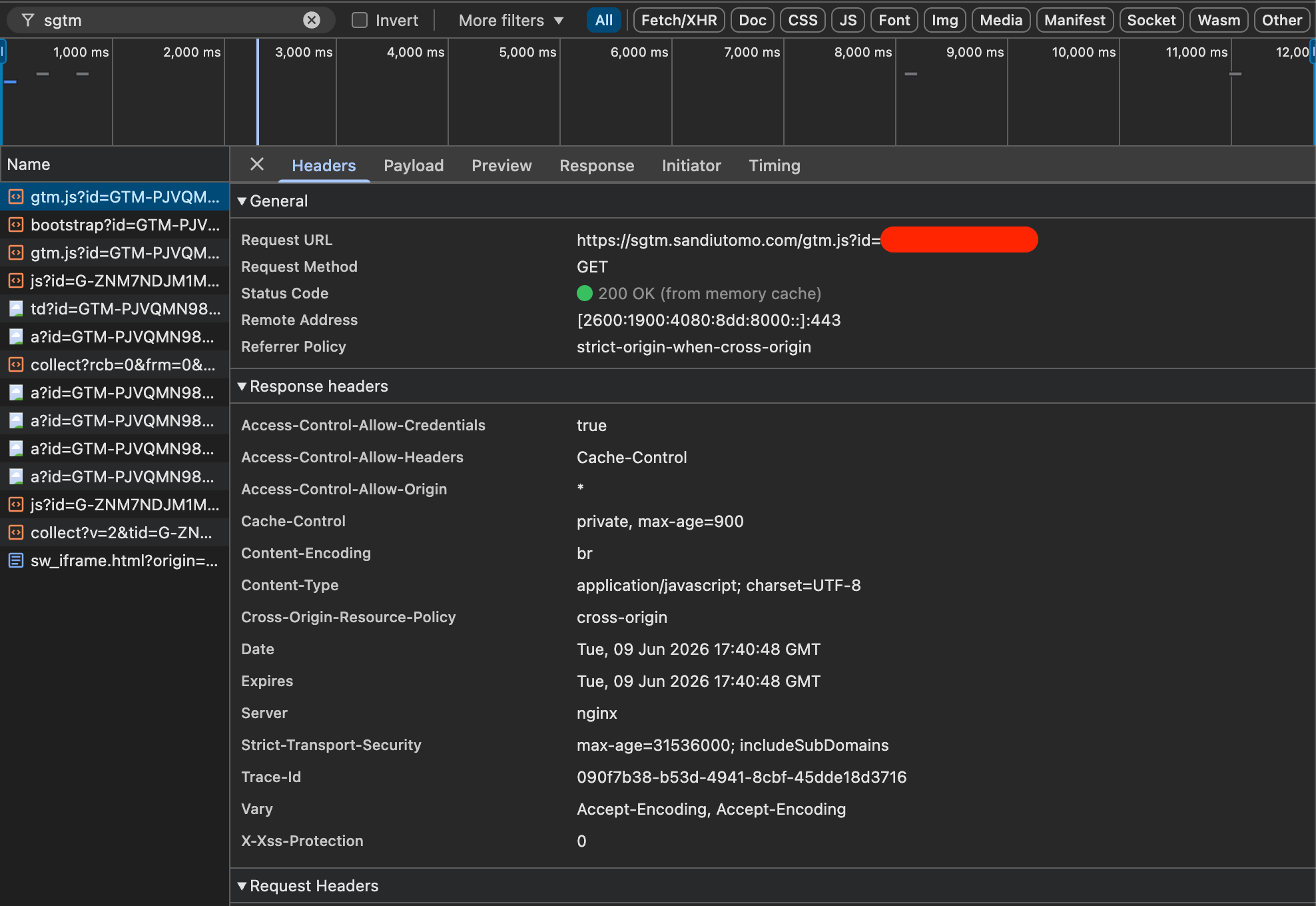 dev network payload for the new subdomain endpoint