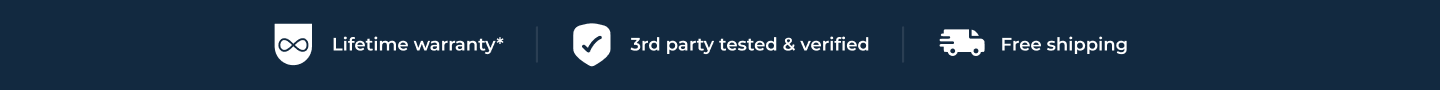 Lifetime warranty · 3rd party tested & verified · Free shipping