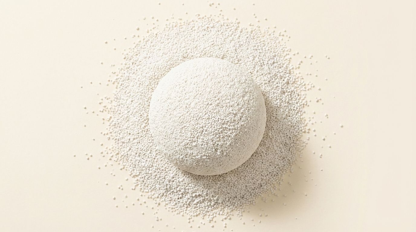 Premium Japanese cat litter clump on cream background