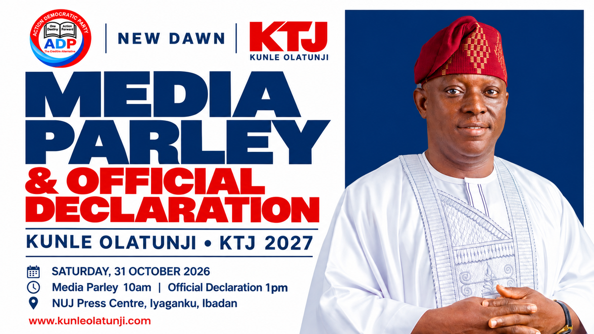 Kunle Olatunji announces media parley and official declaration for KTJ 2027