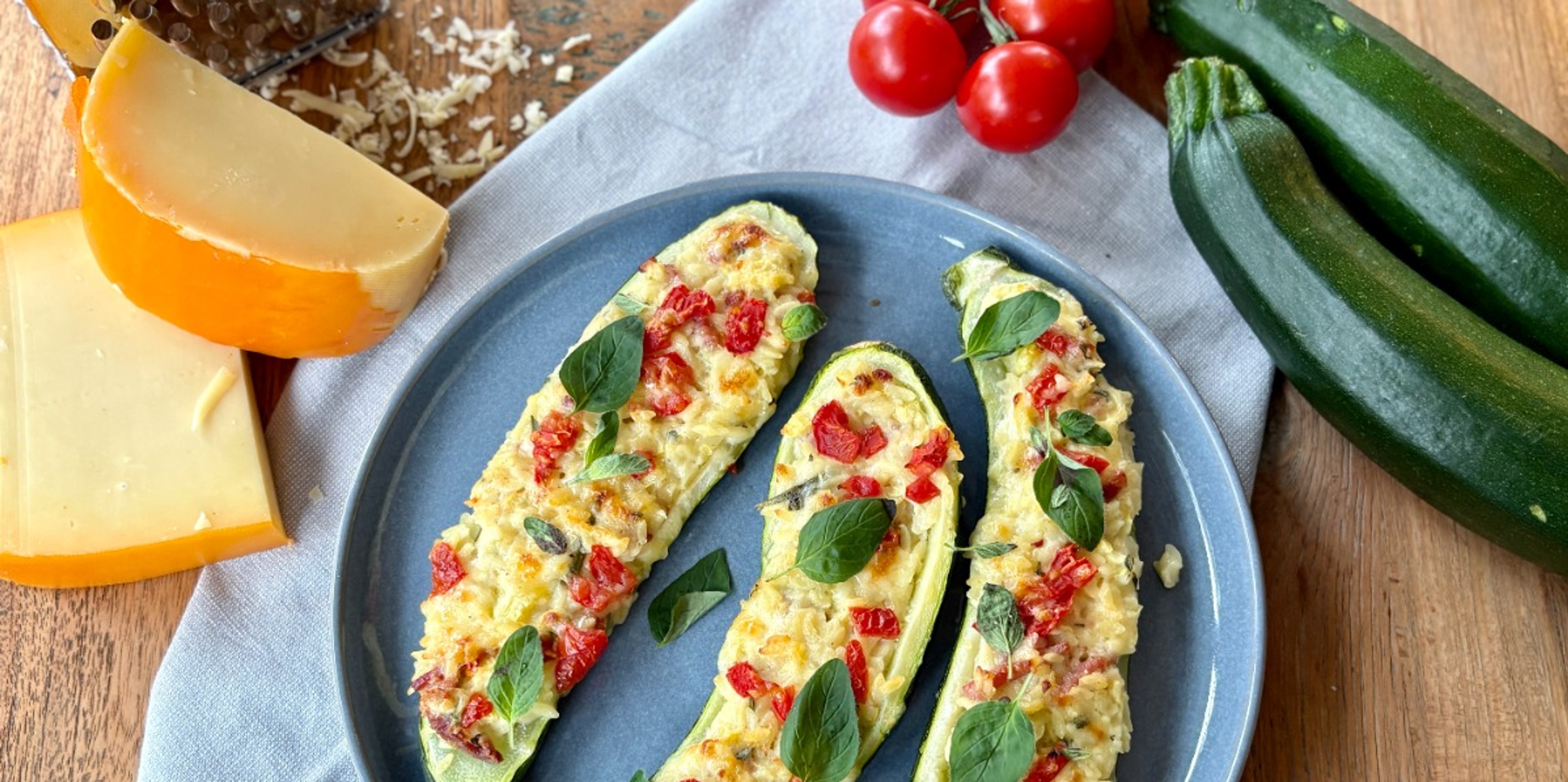 Gevulde courgette met carbonara