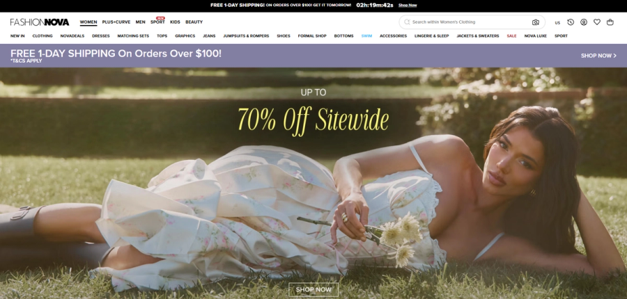 Fashion Nova Hero Snapshot