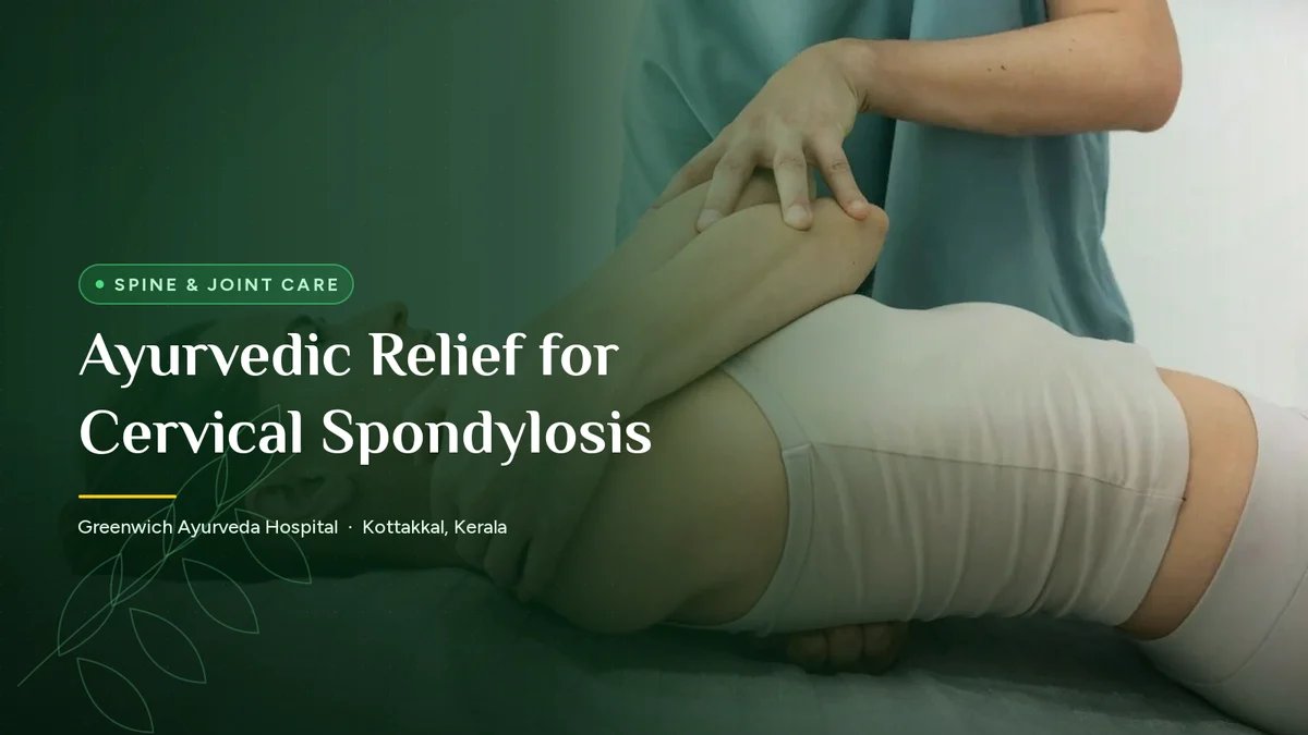 Therapist treating neck and shoulder pain as part of Ayurvedic cervical spondylosis treatment in Kerala