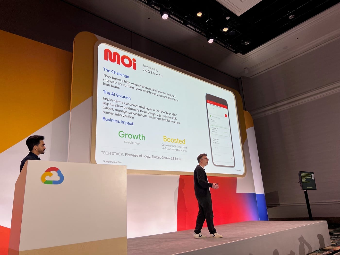 The Moi Mobiili case presented on stage at Google Cloud Next