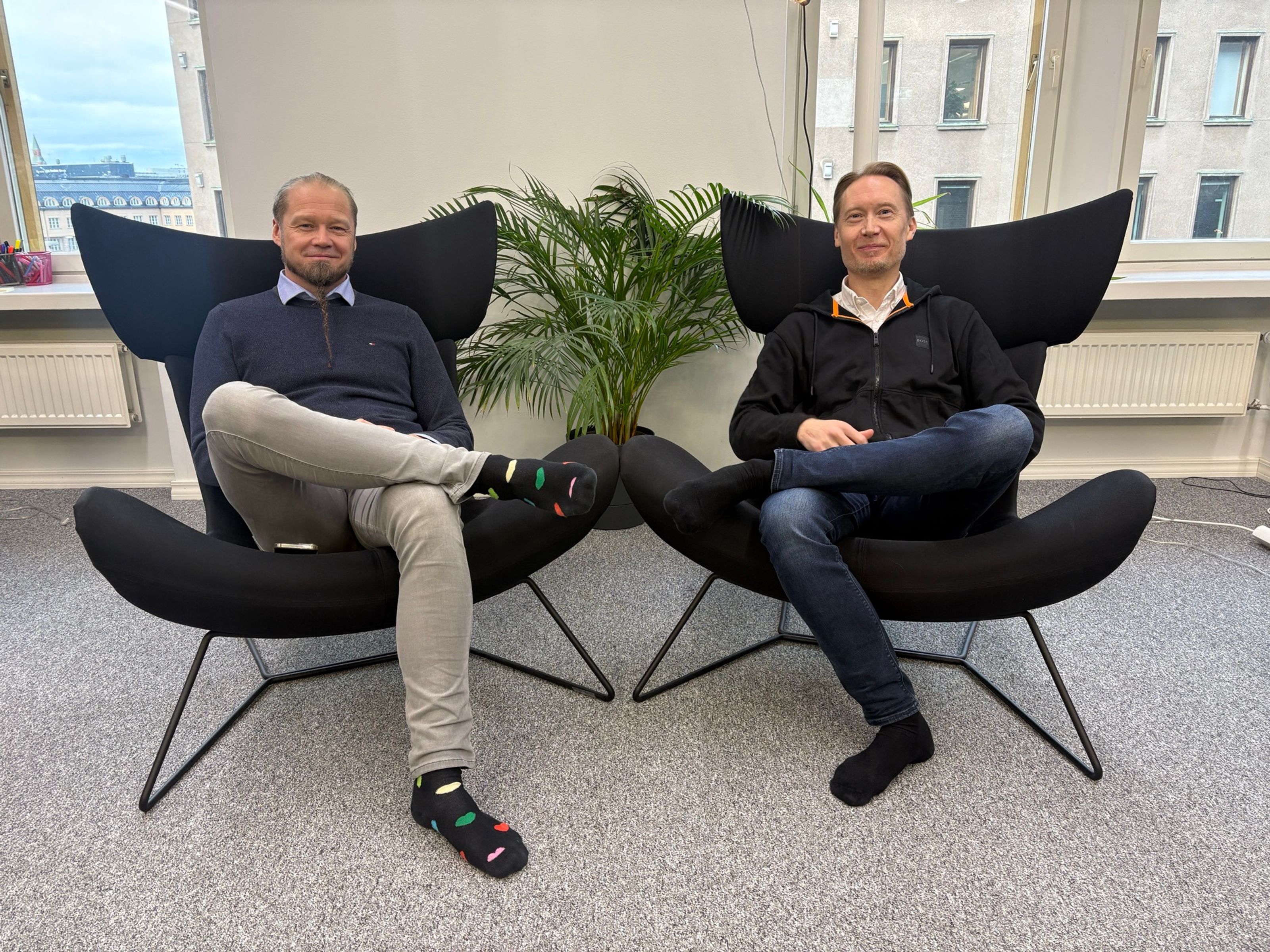 Founders Toni Piirainen and Jukka Katajaharju at the Helsinki office