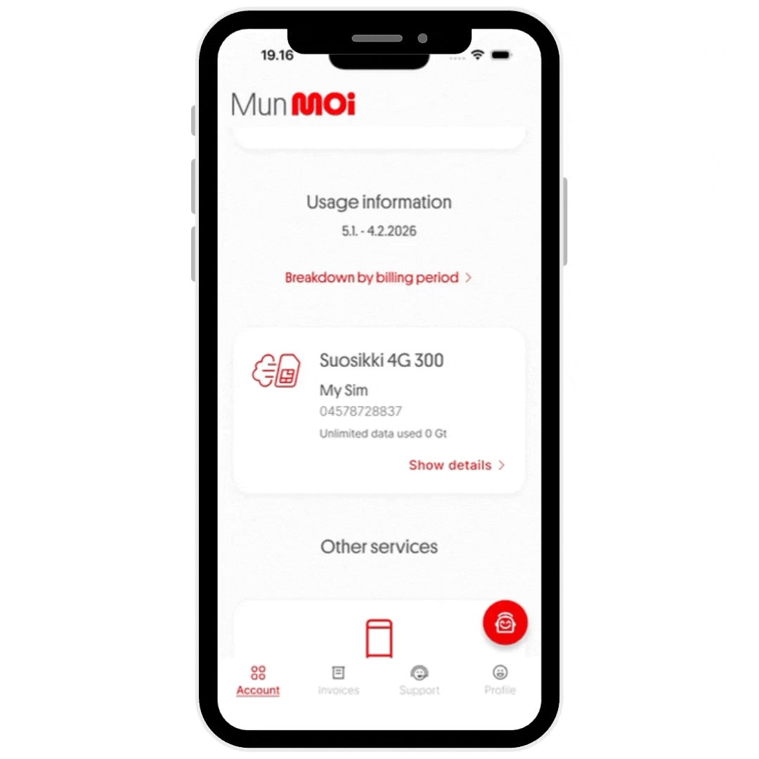 Moi AI assistant in the Mun Moi app — a user handling a billing matter through conversation