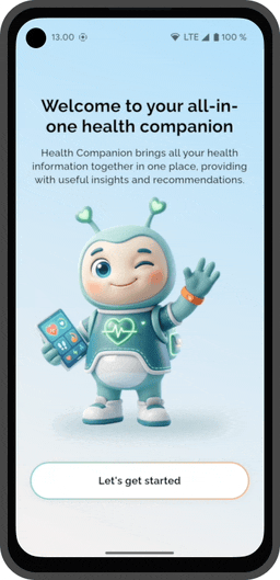 Animated demo of the health companion app in action
