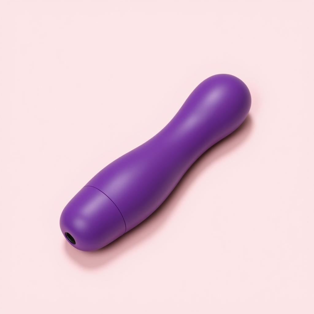 Purple dual-ended vibrator on a pale blush ground