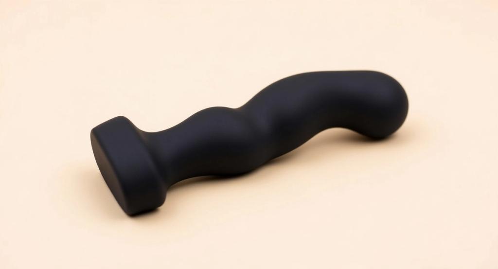 Matte black silicone vibrator resting quietly on a warm paper ground