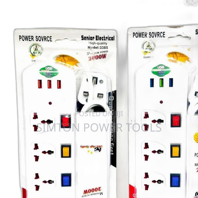 5-Way Extension Socket With Three USB Charging Ports and Individual