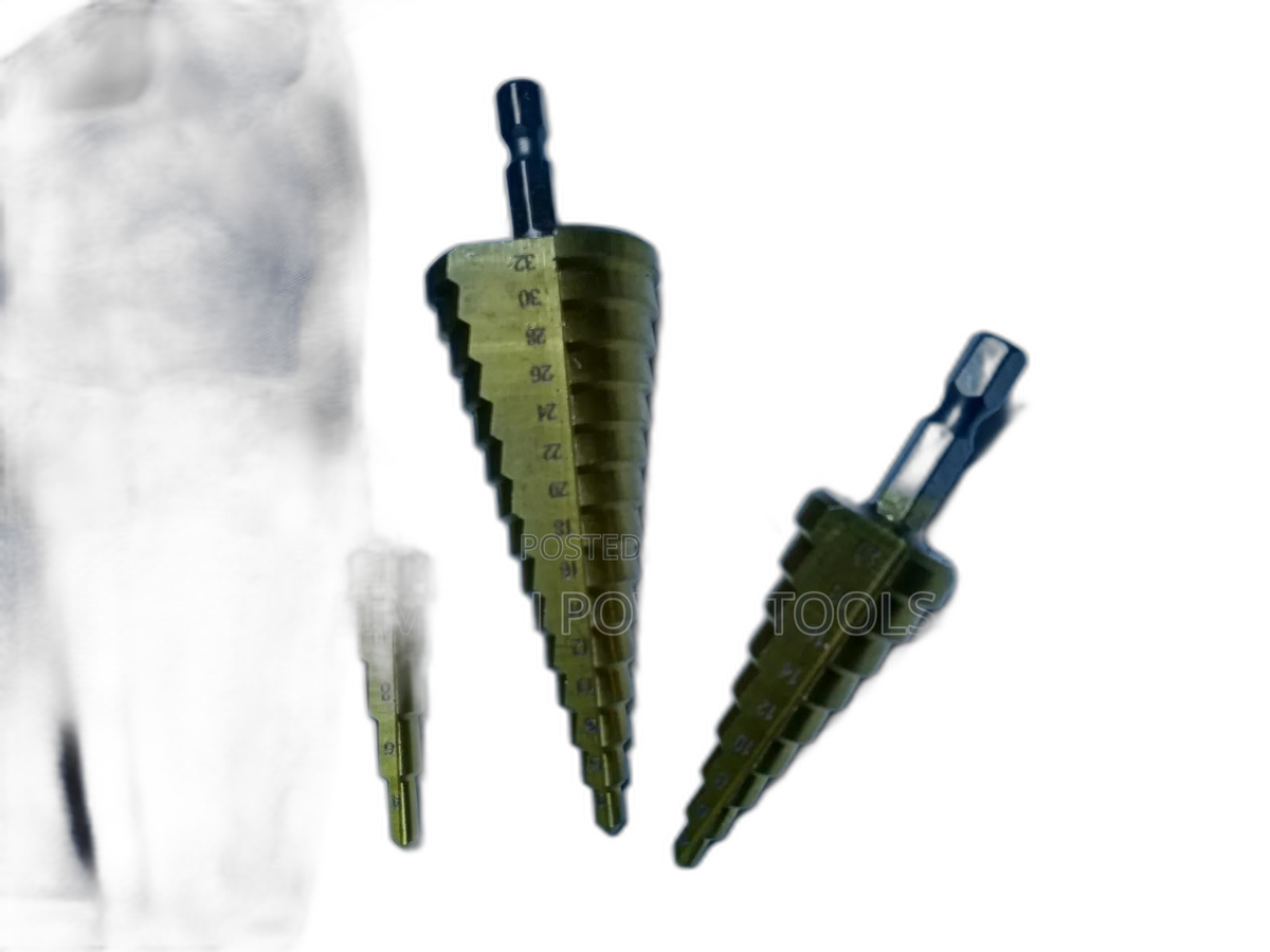 Titanium-Coated High-Speed Steel (HSS) Step Drill Bit.