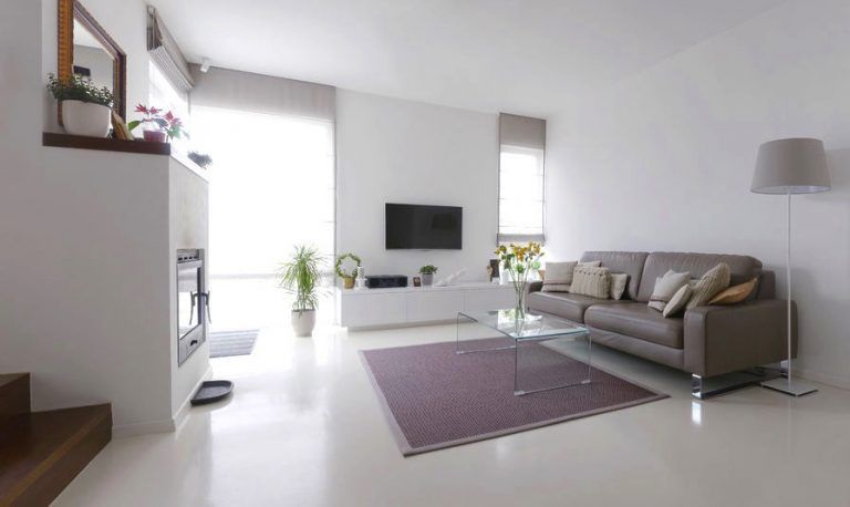 Living room with epoxy floor