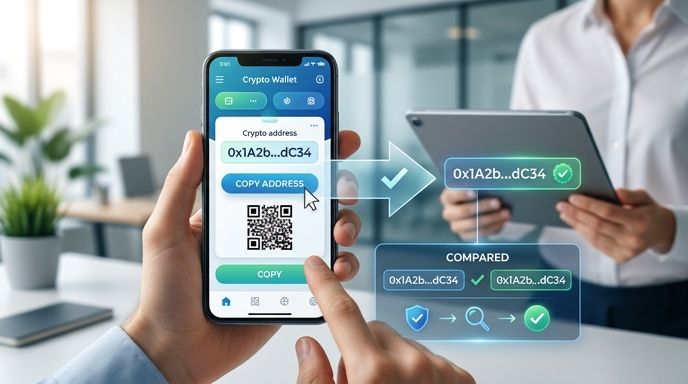 Screenshot of So kopieren und verifizieren Sie Ihre Krypto-Wallet-Adresse sicher