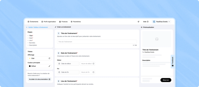 demo screenshot event creation
