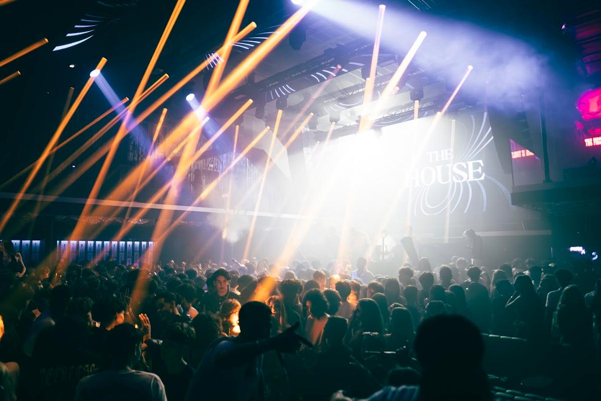 Standing audience in front of the stage at a concert