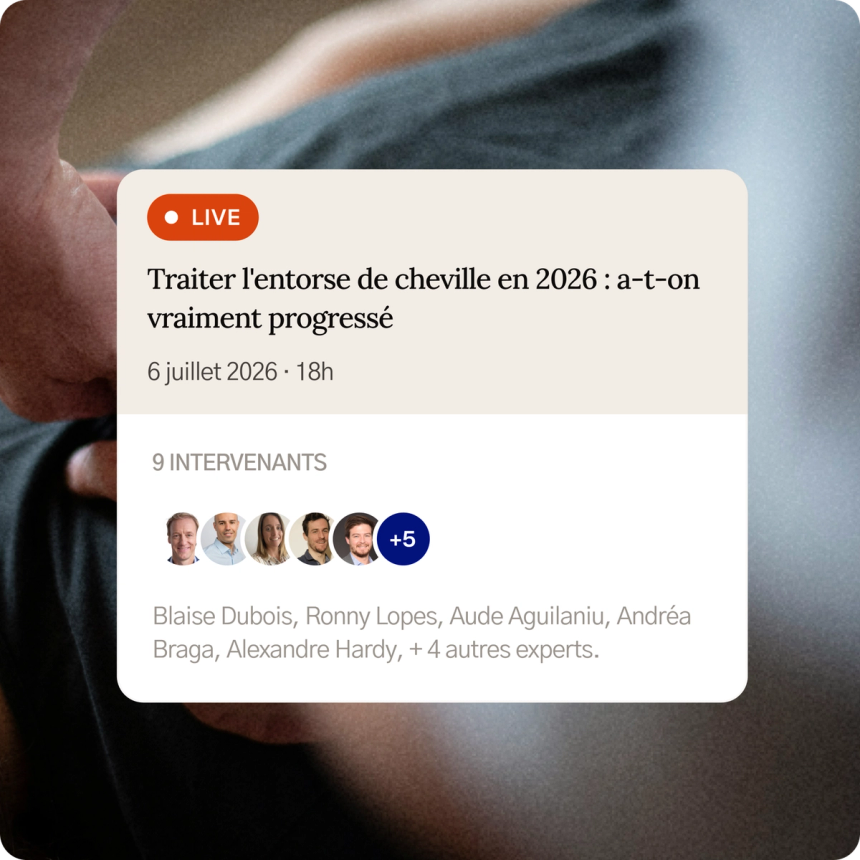 Écran de webinar dans l'application Fullphysio
