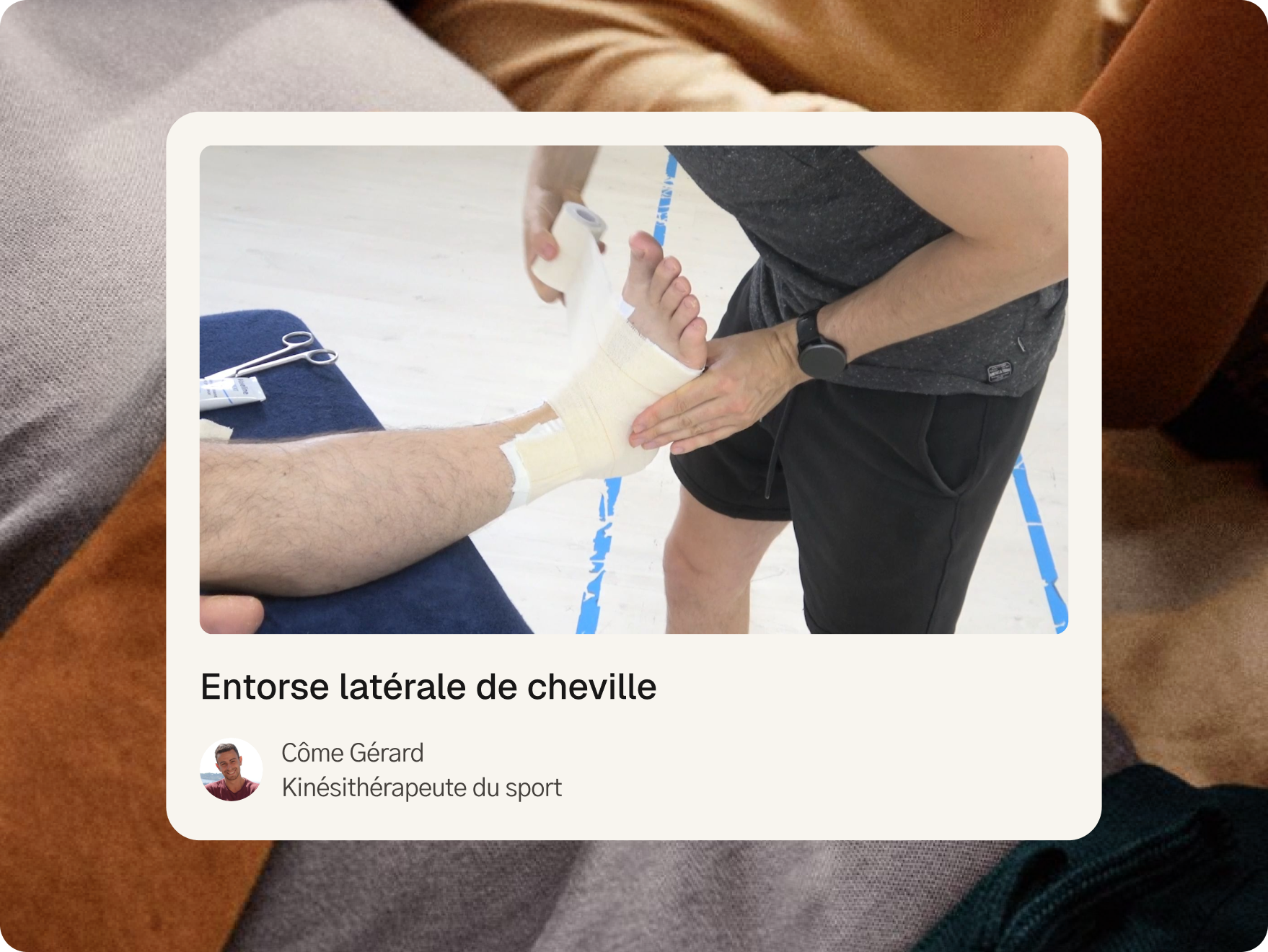 Écran d'un strapping dans l'application Fullphysio