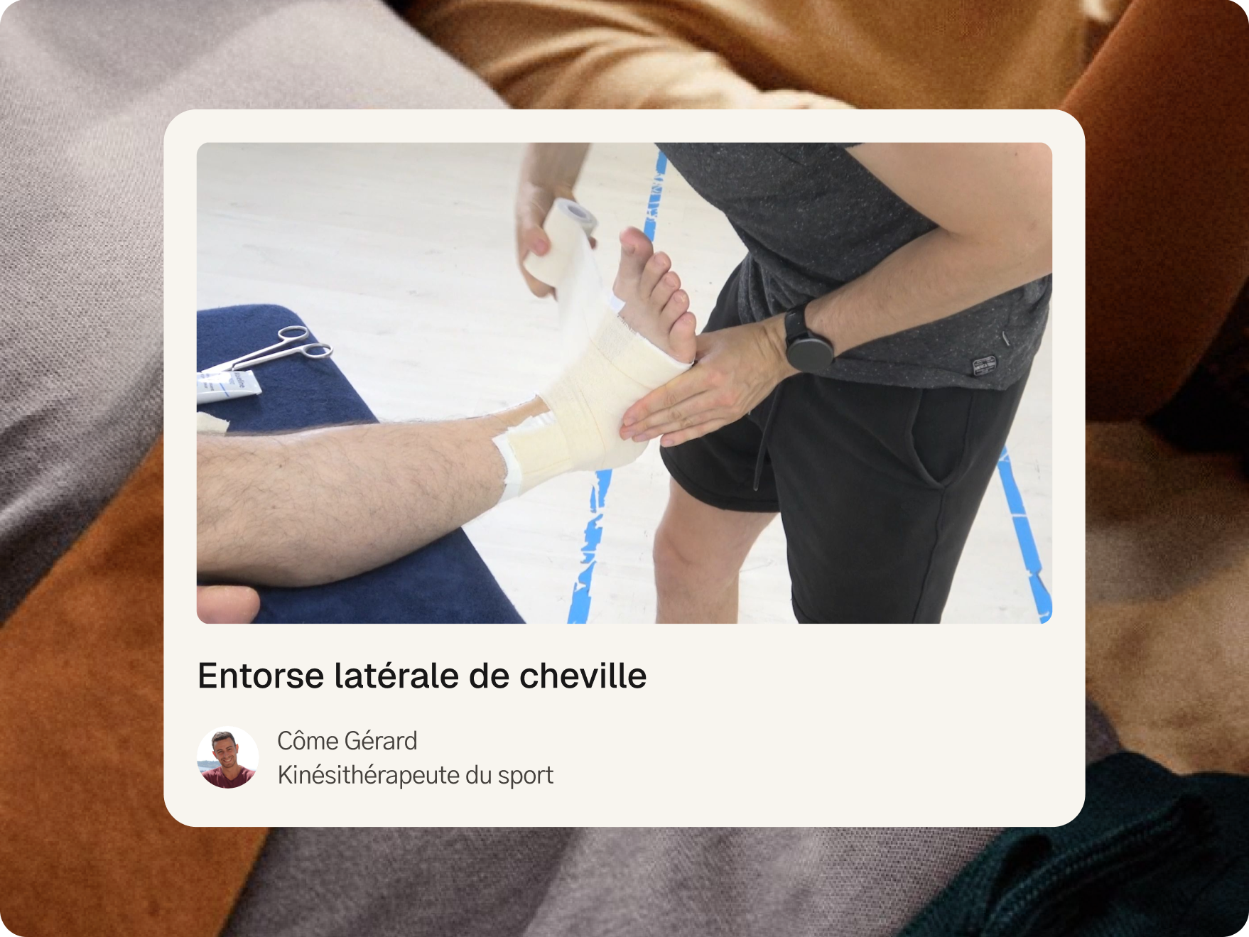 Écran d'un strapping dans l'application Fullphysio
