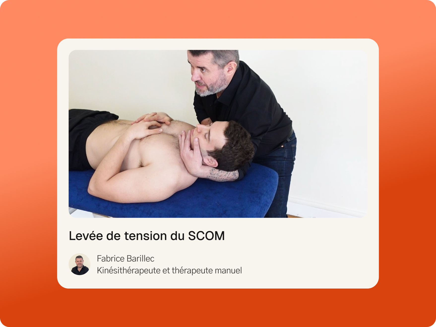 Écran d'une thérapie manuelle dans l'application Fullphysio