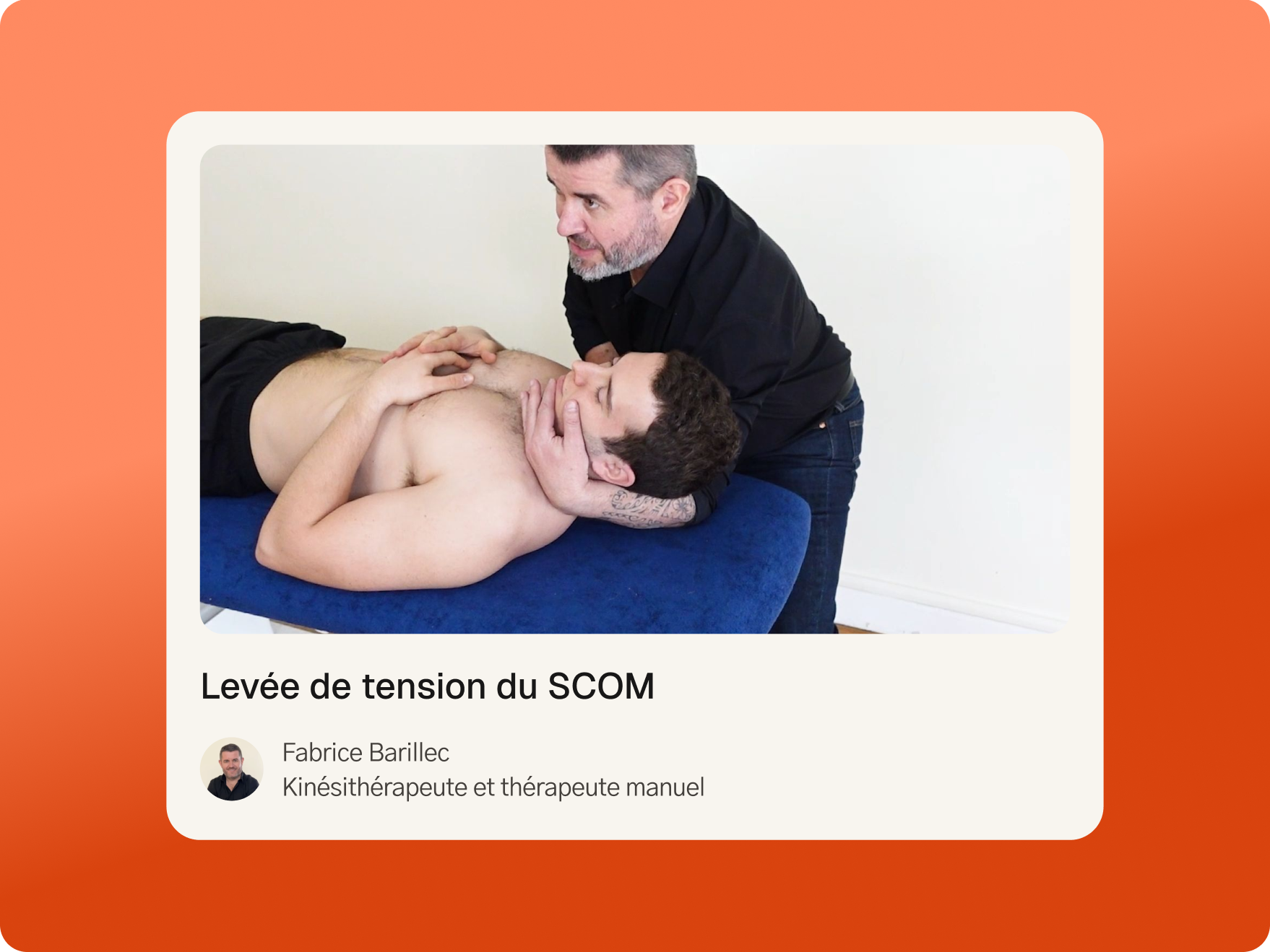Écran d'une thérapie manuelle dans l'application Fullphysio