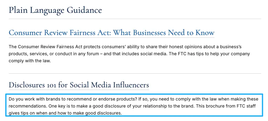 Ensure your quiz lead magnet complies with FTC guidelines by following proper disclosure rules for social media influencers.