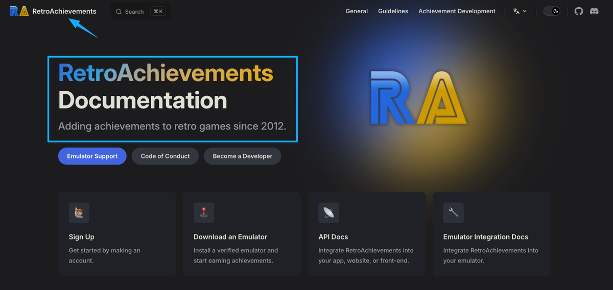 Navigating the official documentation to enhance your retroachievements profile and learn about emulators.