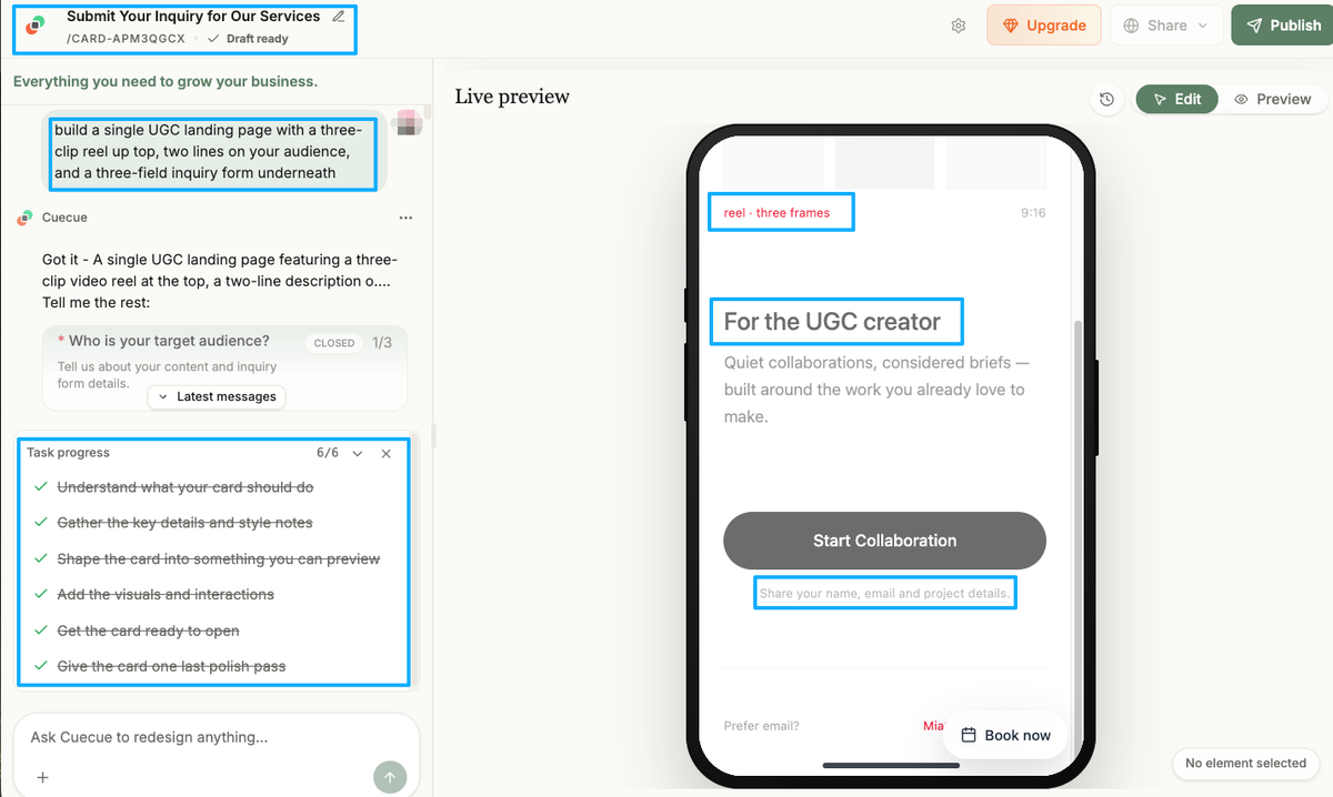 Use an interactive mobile inquiry form to streamline inbound brand deals for content creators directly from social media.