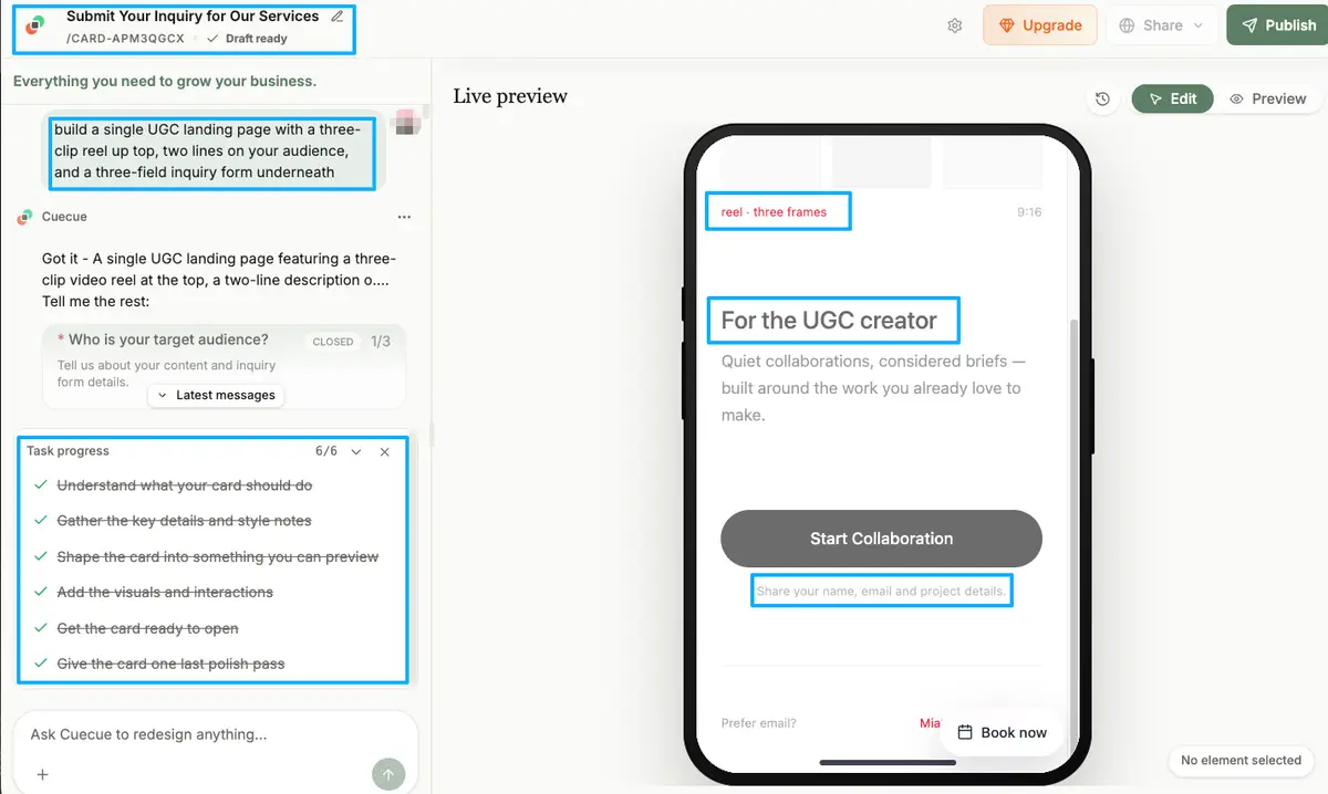 Use an interactive mobile inquiry form to streamline inbound brand deals for content creators directly from social media.