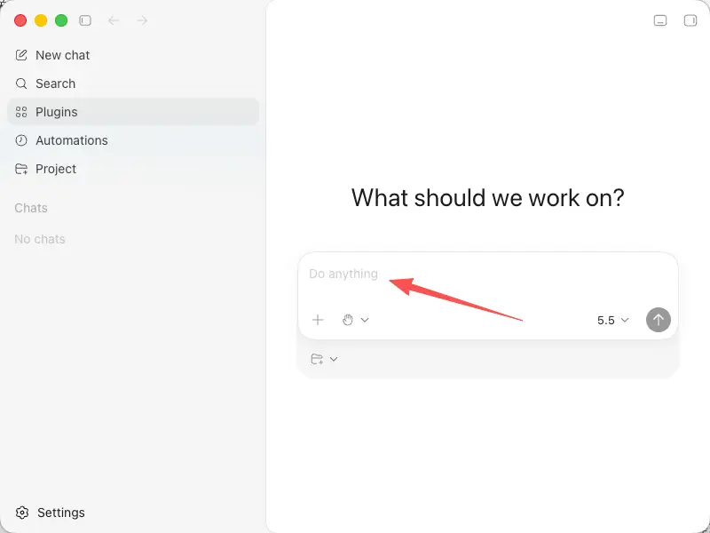 A clean user interface showing a "Do anything" prompt input box, perfect for an AI action page builder.