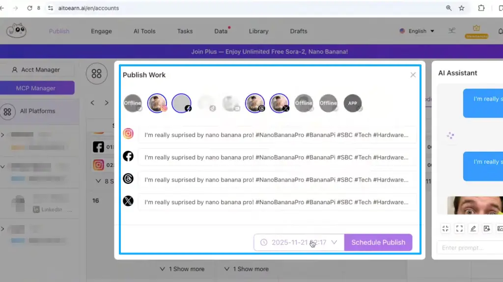 View the AiToEarn dashboard interface for scheduling and publishing automated social media content across multiple platforms.