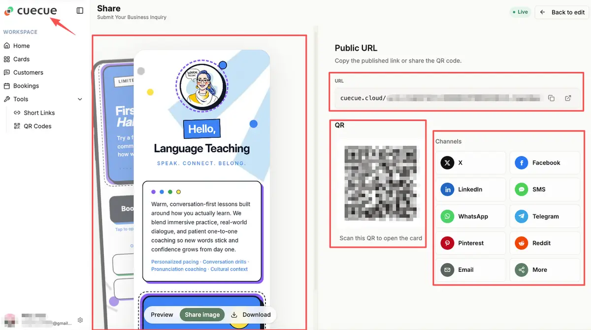 A link sharing dashboard overview used to contrast features in our Beacons vs Stan Store guide.