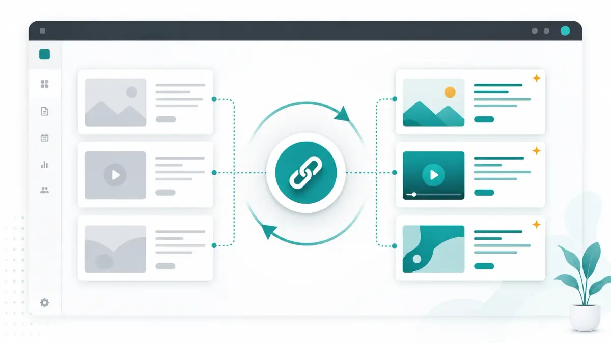 Update workflow showing one shared URL with refreshed AI assisted campaign content