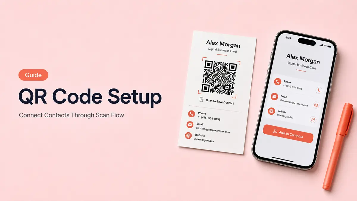 Scan a digital business card QR code on paper to instantly save contacts to a phone.