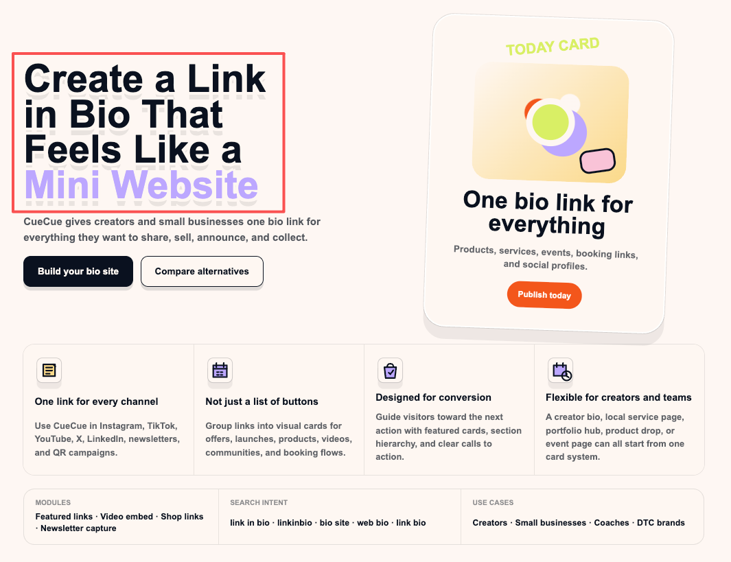Link in bio tool functioning as a faceless video landing page to monetize content and direct audience engagement.