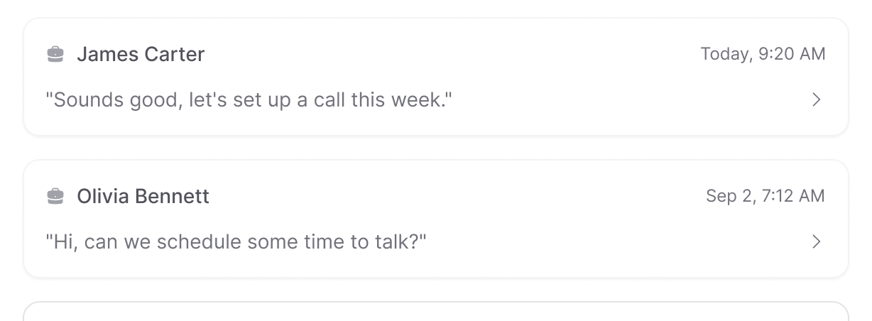 Related messages grouped into a thread