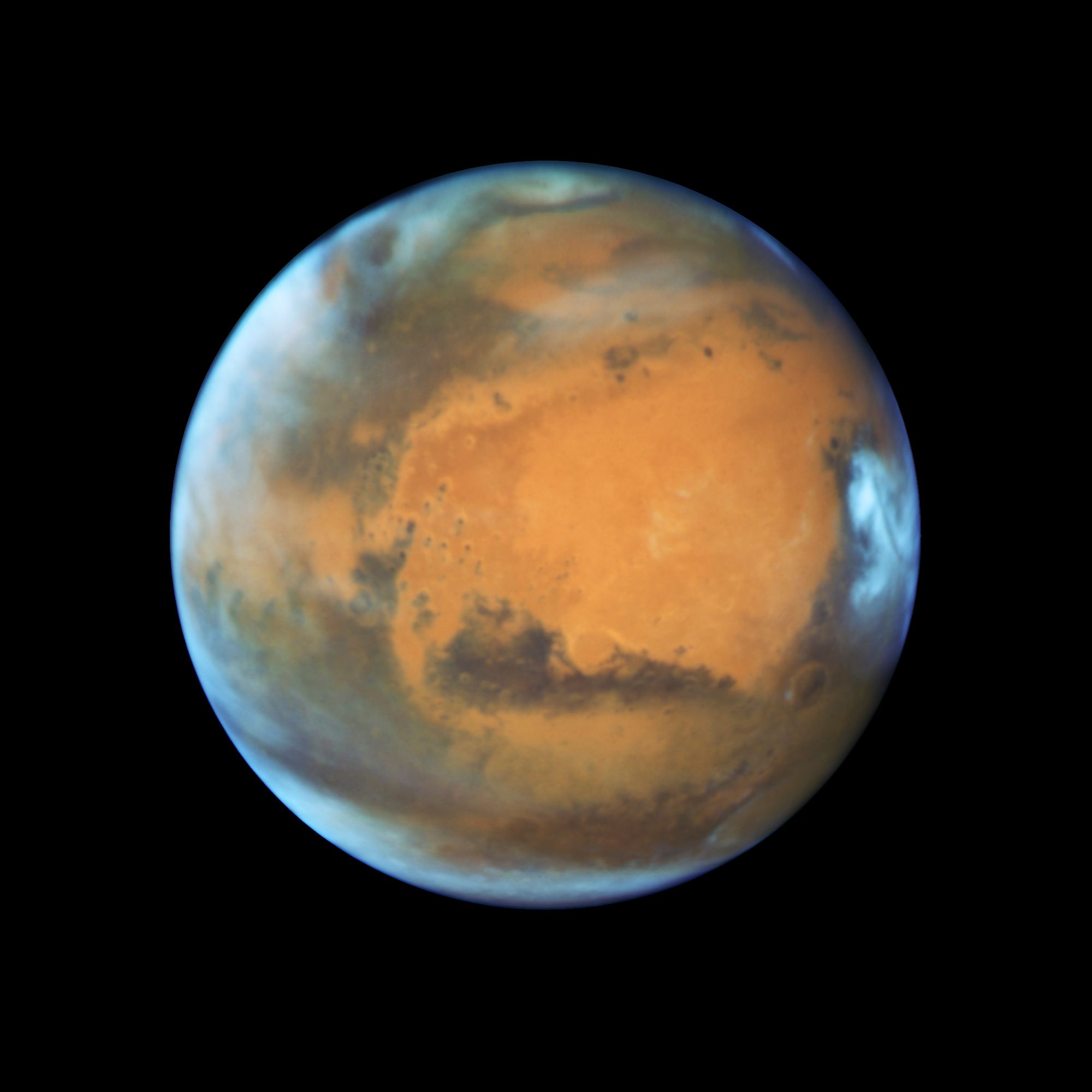 Mars door de ruimtetelescoop Hubble