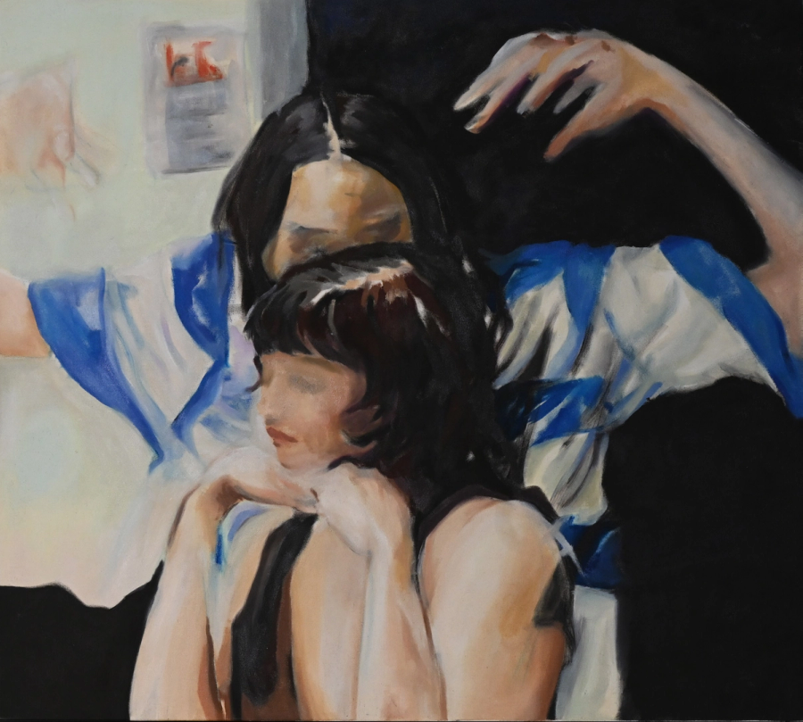 Senza titolo, acrilico e olio su tela, 90x90, 2025