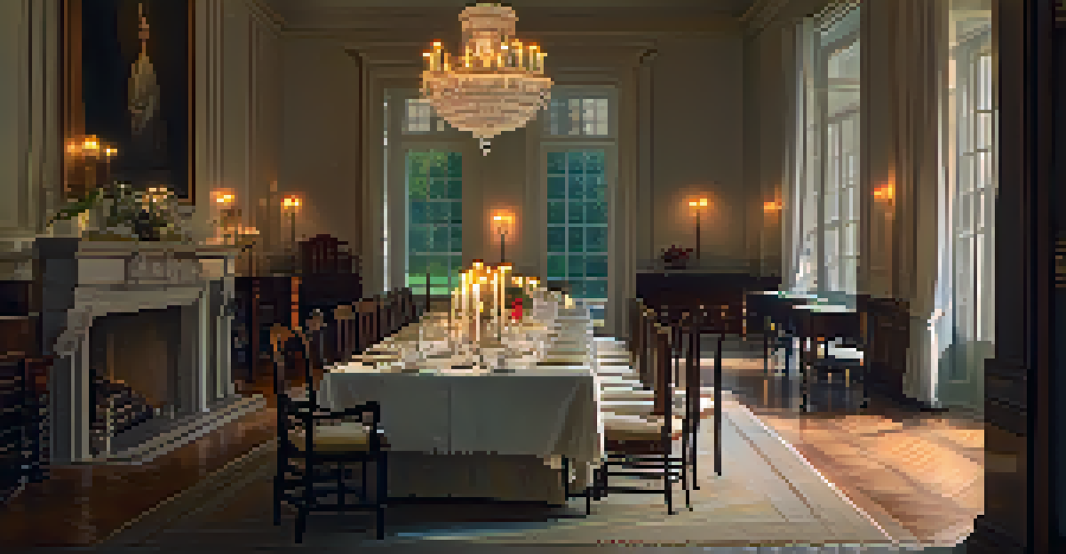 An elegant dining room with an apparition near the dining table, showcasing a blend of luxury and supernatural elements.