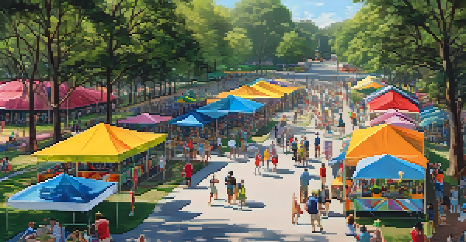 Aerial view of Forsyth Park during a festival, showing people enjoying food, picnics, and vibrant activities under the shade of trees.