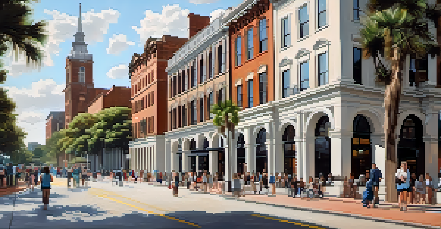 A modern architectural scene in Savannah with the SCAD Museum of Art alongside historic buildings, showcasing a blend of contemporary and classic designs.