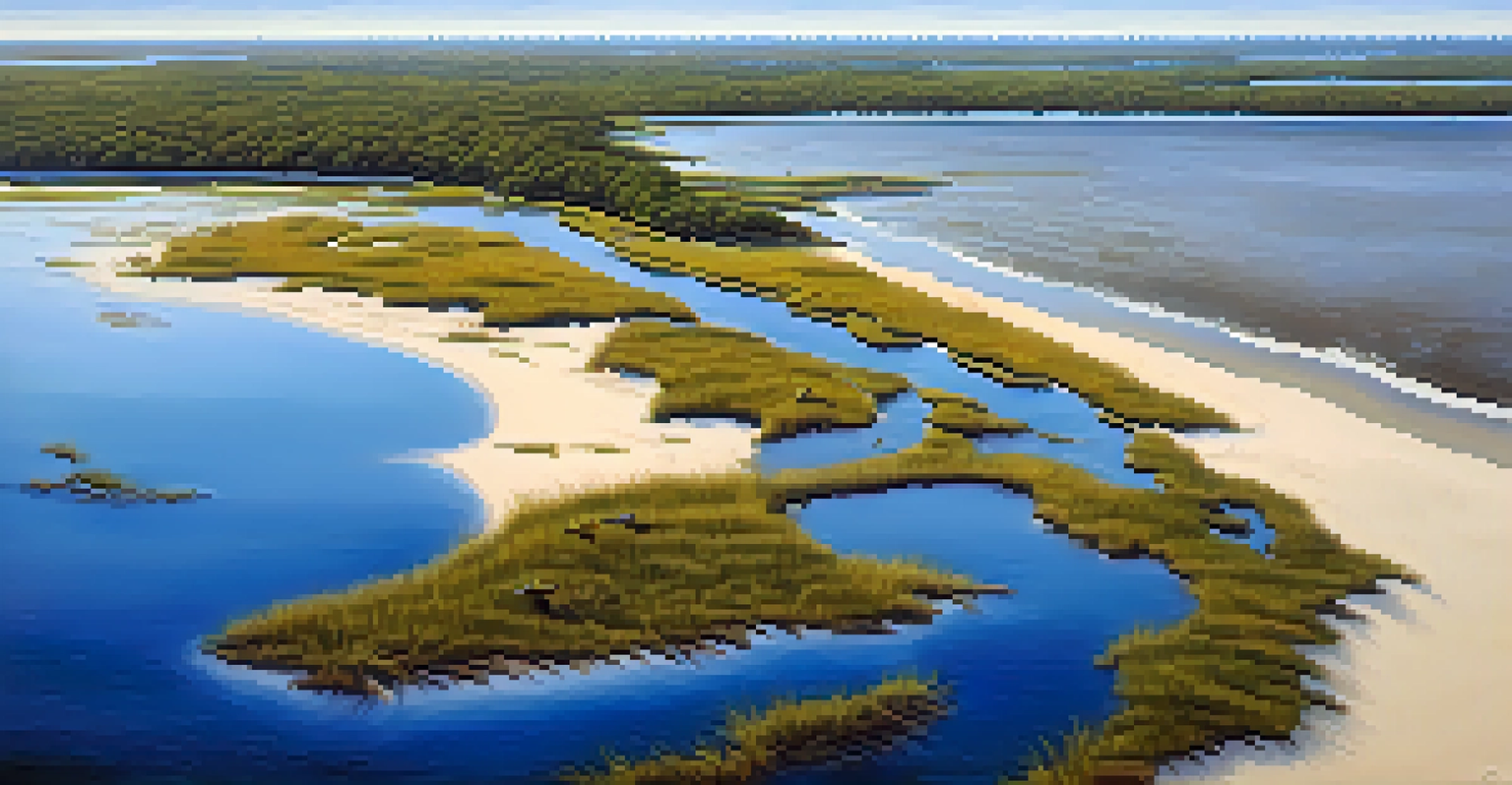 Aerial view of a drone over Savannah's coastal habitat, showcasing wildlife and natural beauty.